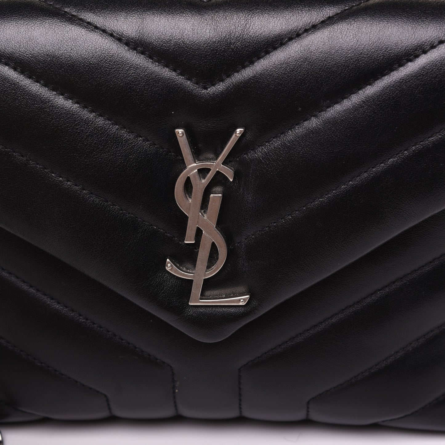 Calfskin Y Quilted Monogram Small Loulou Chain Satchel Black