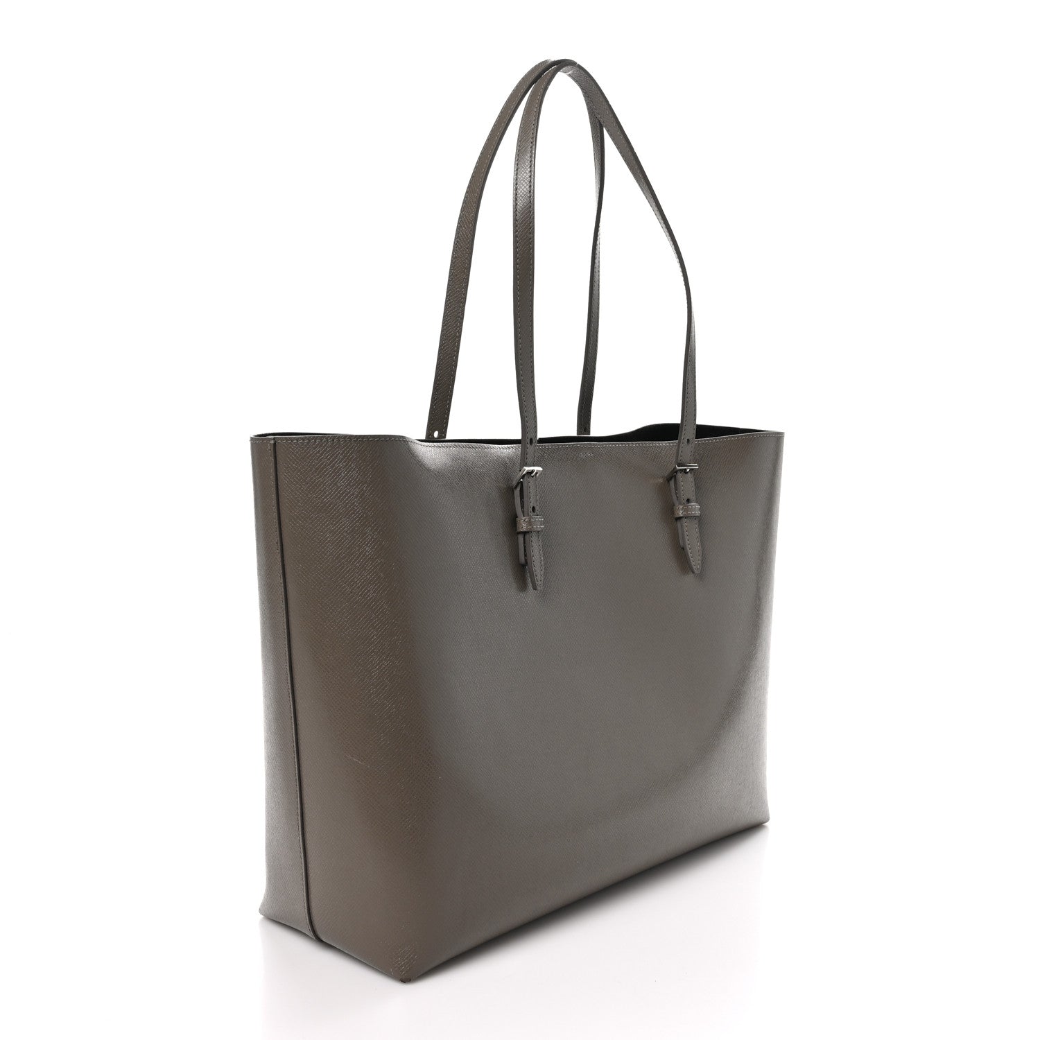 Saint Laurent Grained Calfskin Large Shopping Tote Warm Taupe Black 3 of 10