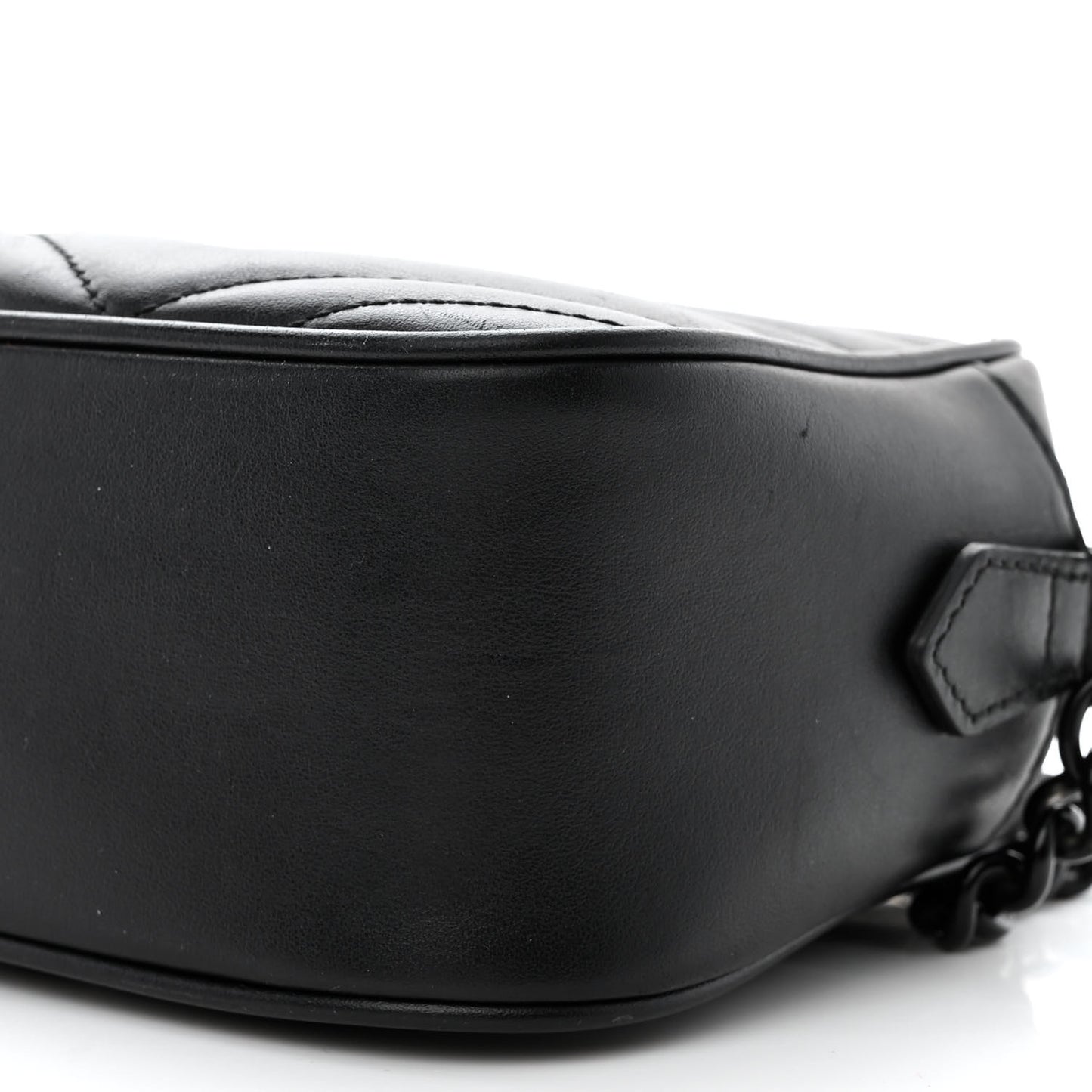 Calfskin Matelasse Monochrome Small GG Marmont Chain Shoulder Bag Black