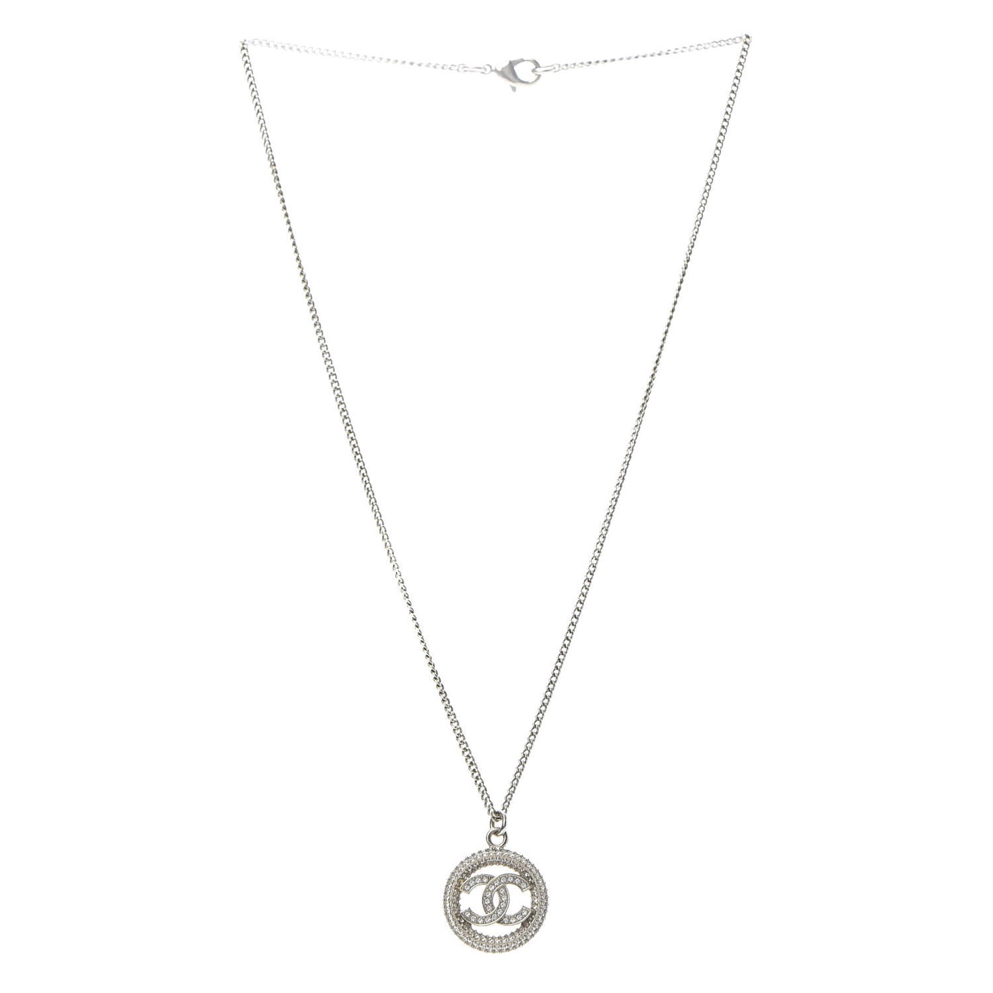 Crystal CC Medallion Pendant Necklace Gold