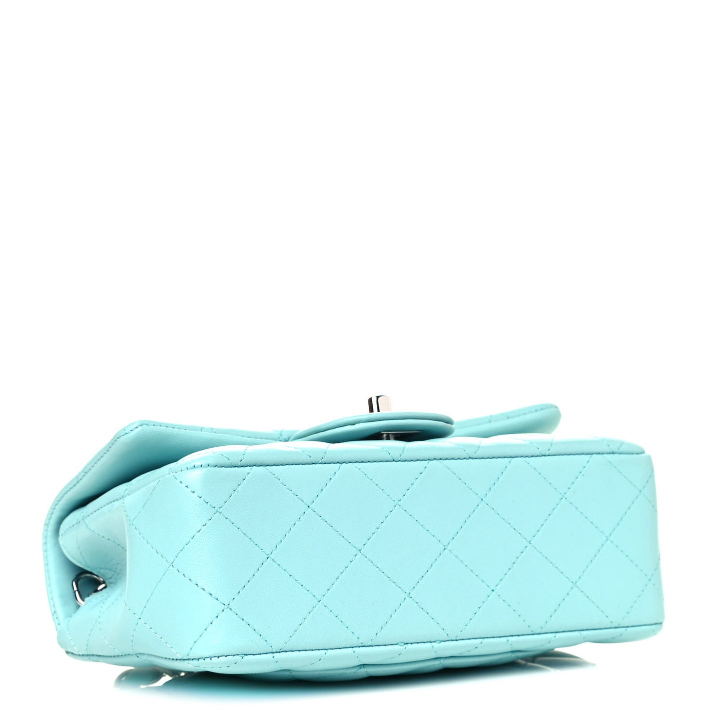 Lambskin Quilted Mini Rectangular Flap Light Blue