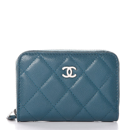 Chanel Caviar Quilted Zip Coin Purse Dark Turquoise 1 of 8