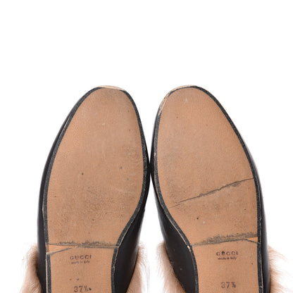 Gucci Calfskin Fur Womens Princetown Slippers 37.5 Black 7 of 10