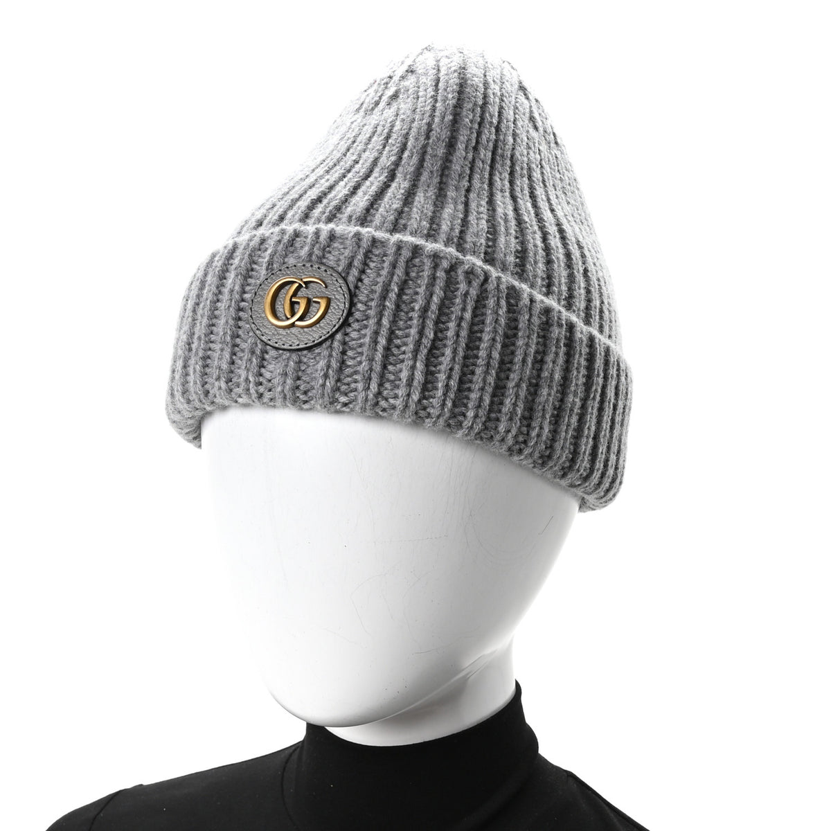 Gucci Wool Cashmere Knit Double G Beanie Hat M Light Grey 2 of 6