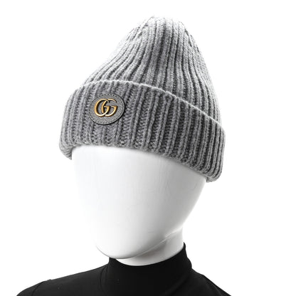 Gucci Wool Cashmere Knit Double G Beanie Hat M Light Grey 2 of 6