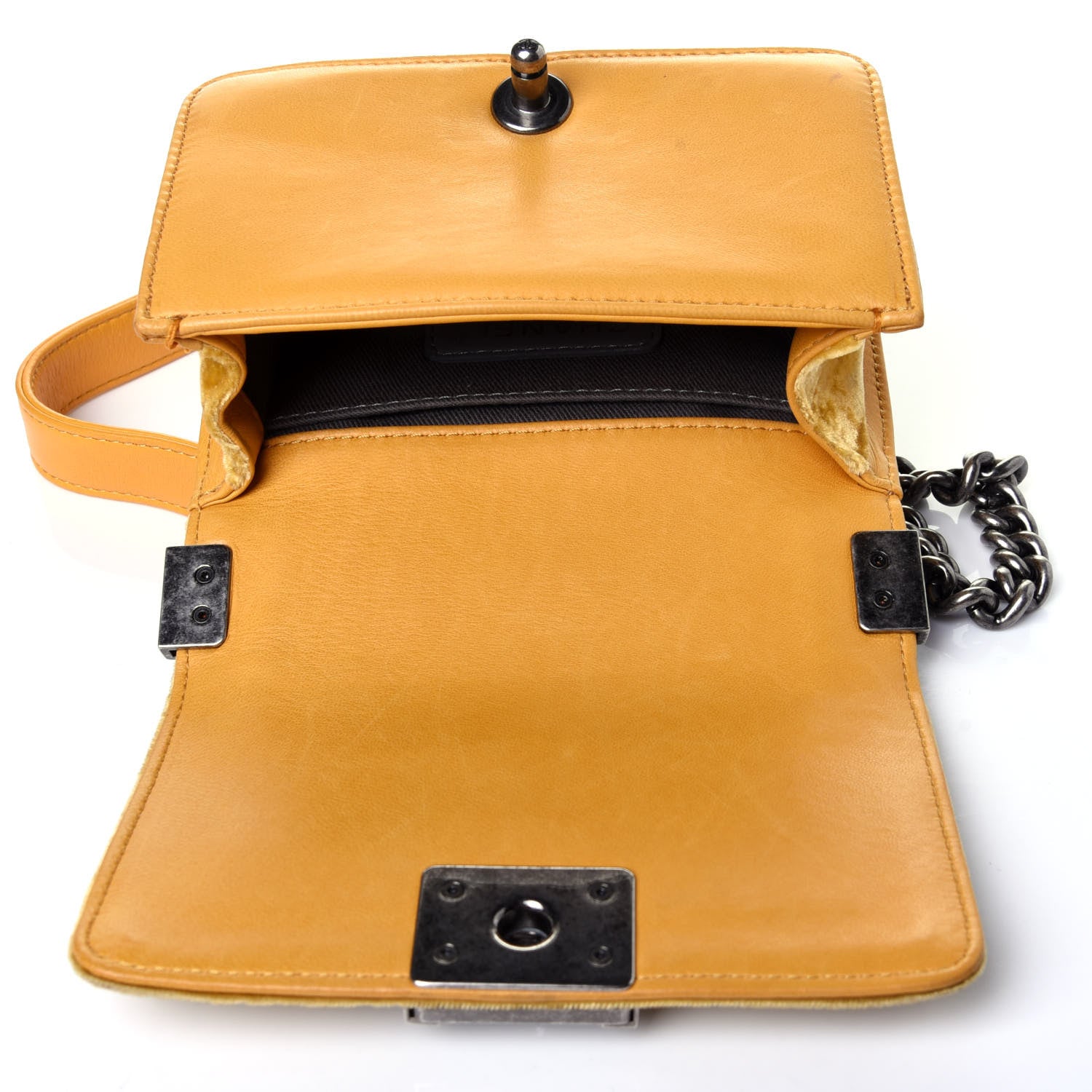 Chanel Velvet Quilted Mini Boy Flap Yellow 11 of 11