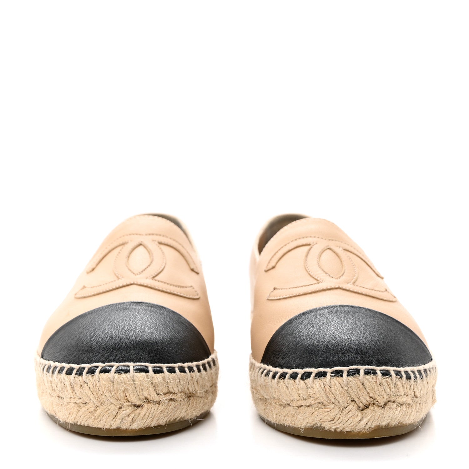 Chanel Lambskin CC Espadrilles 37 Beige Black 2 of 9
