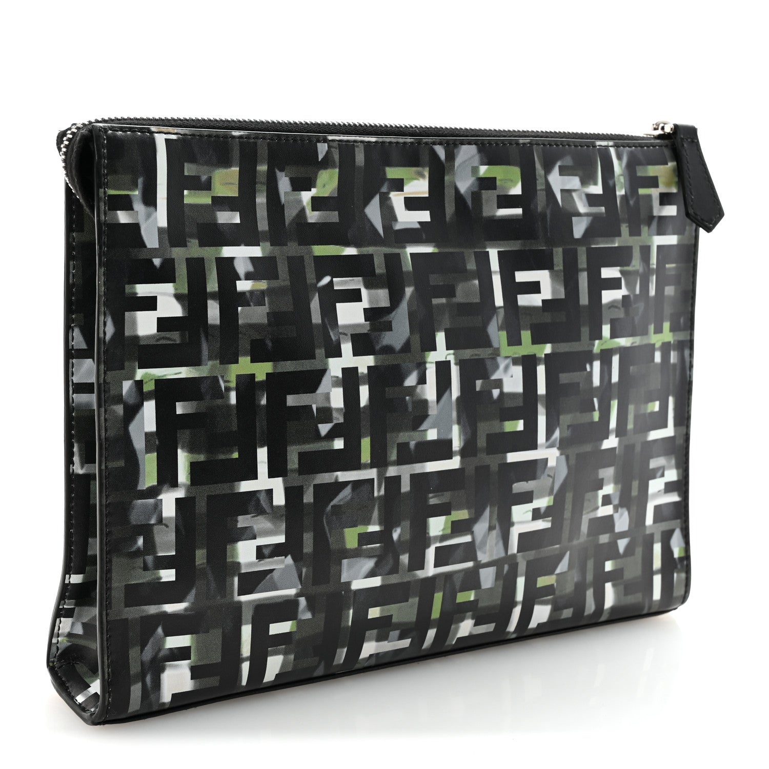 Fendi Vitello CamouFF Zip Pouch Black Multicolor 3 of 7