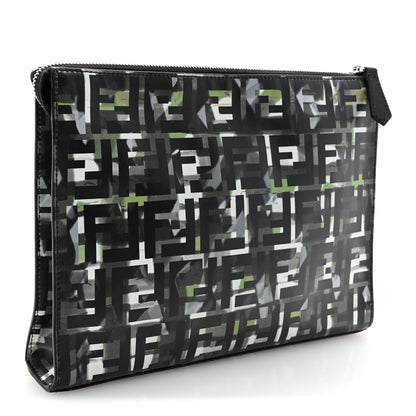 Fendi Vitello CamouFF Zip Pouch Black Multicolor 3 of 7