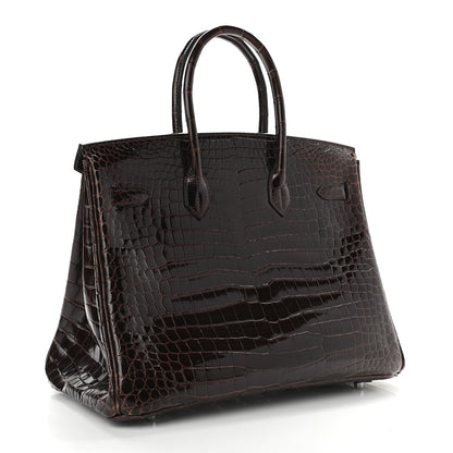 Hermes Shiny Porosus Crocodile Birkin 35 Cocoan 2 of 13