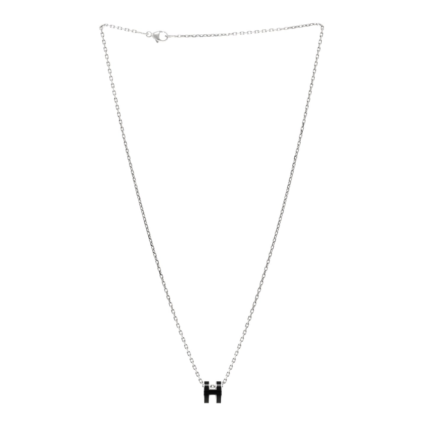 Lacquered Palladium Mini Pop H Pendant Necklace Black