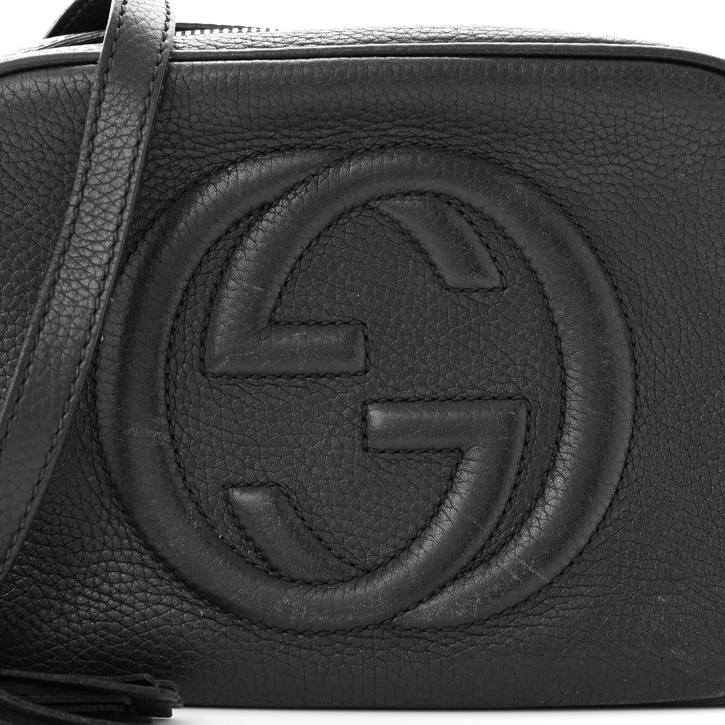 Pebbled Calfskin Small Soho Disco Bag Black