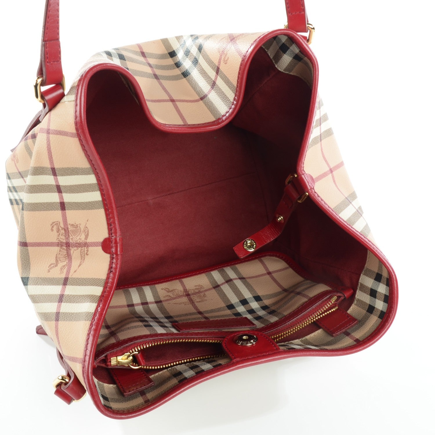 Burberry Haymarket Check Small Canterbury Tote Military Red 8 of 8