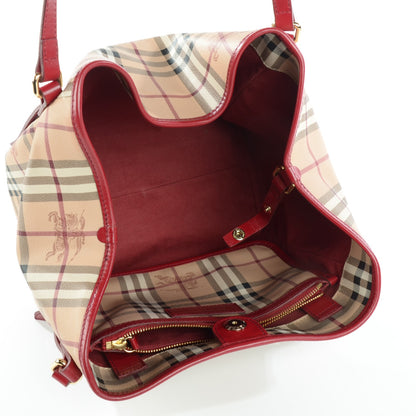 Burberry Haymarket Check Small Canterbury Tote Military Red 8 of 8