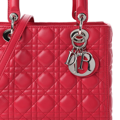 Christian Dior Lambskin Cannage Medium Lady Dior Fuchsia 10 of 10