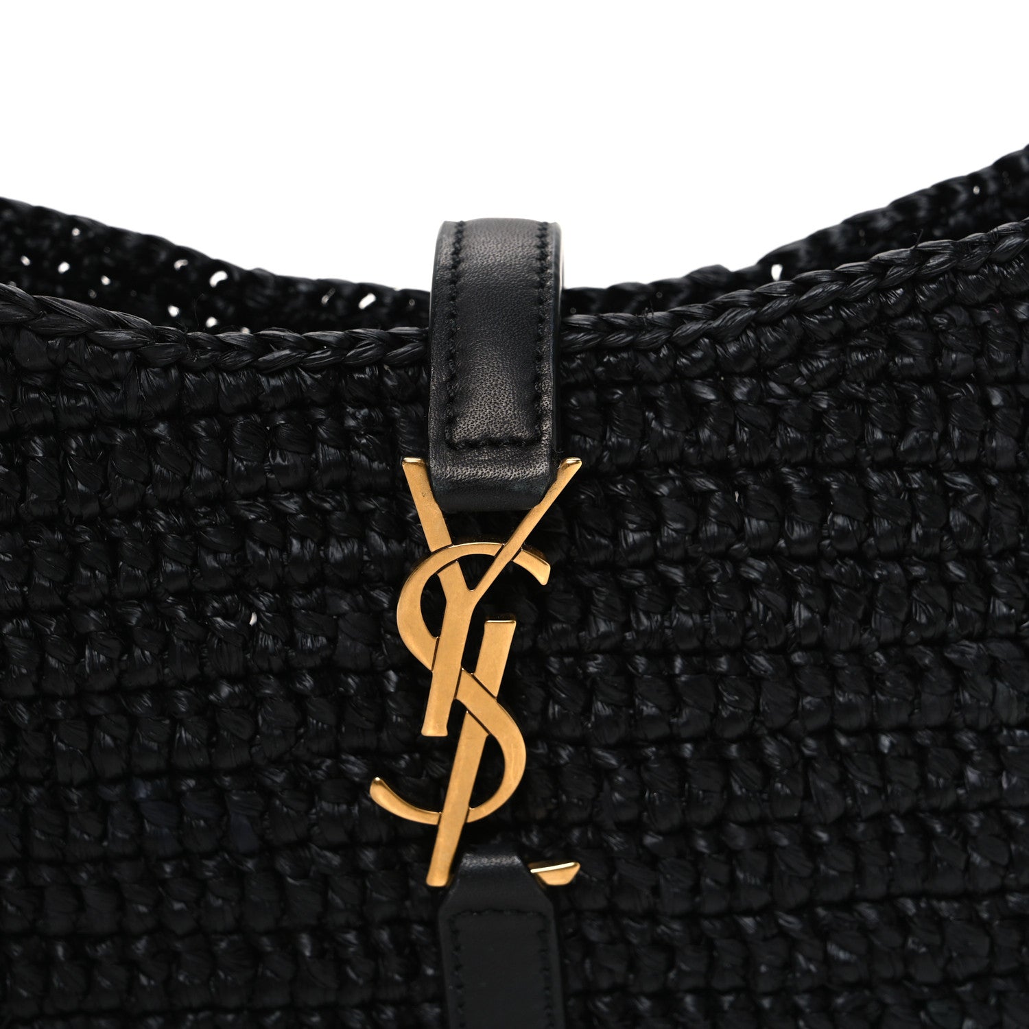 Saint Laurent Raffia Calfskin Le 5 A 7 Mini Hobo Black Black 9 of 11