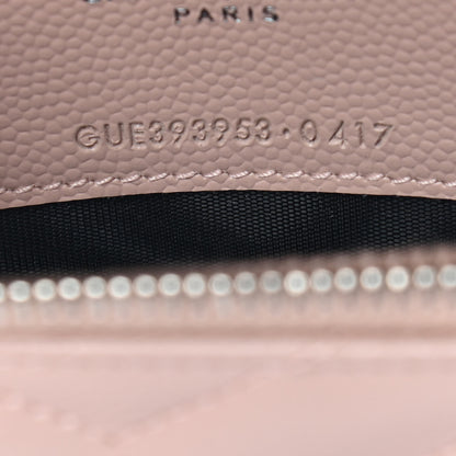 Saint Laurent Grain De Poudre Matelasse Chevron Monogram Envelope Chain Wallet Pale Pink 6 of 7