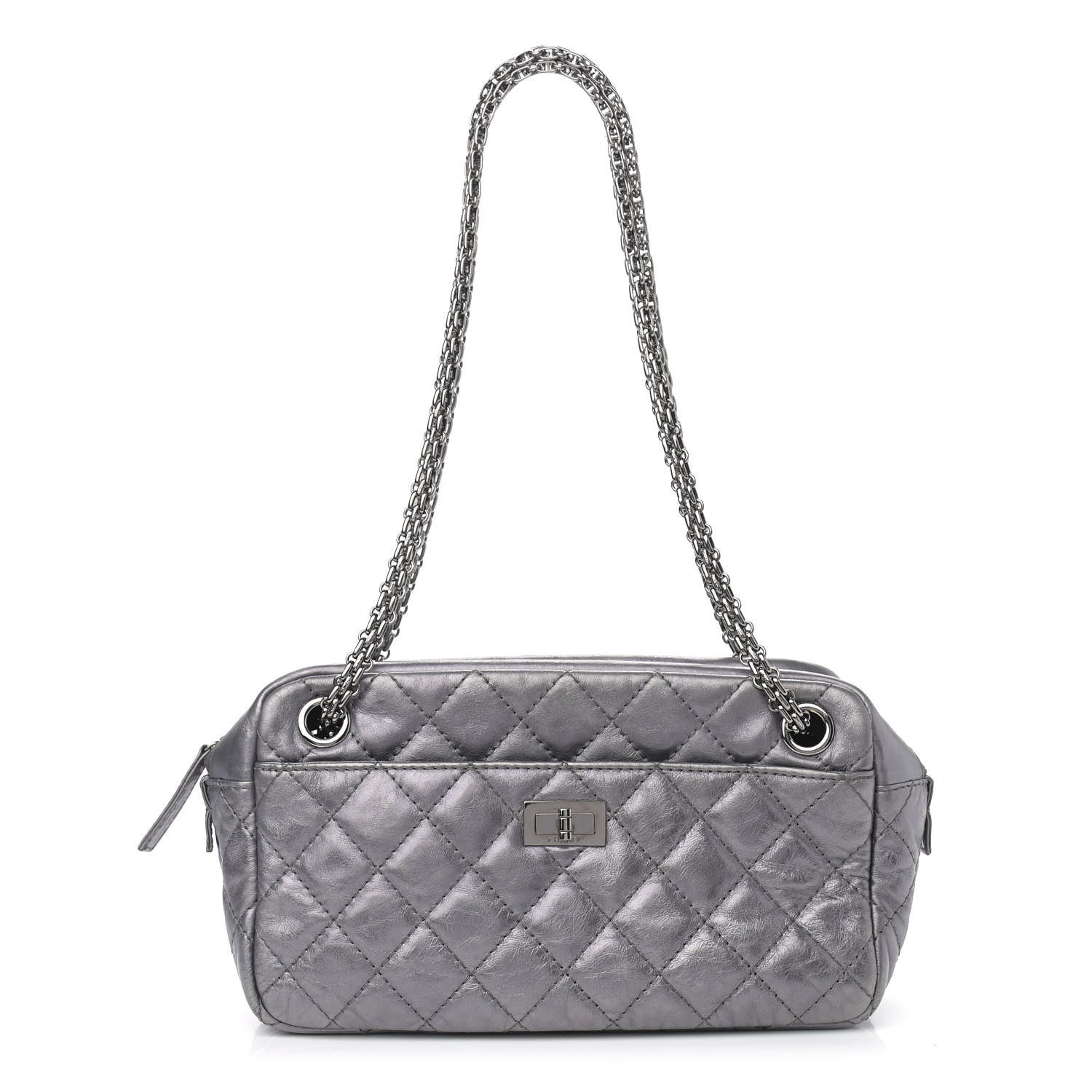 Chanel Metallic Aged Calfskin Quilted Medium Reissue Camera Case Dark Silver 1 of 13
