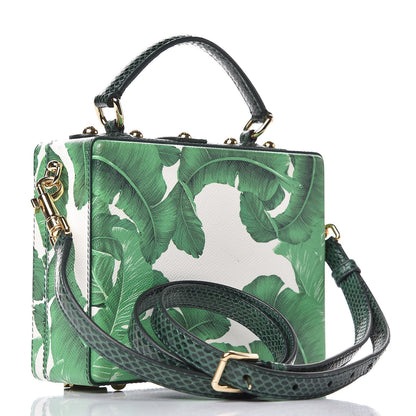 Dolce & Gabbana Dauphine Snakeskin Printed Embellished Banana Leaf Box Bag 3 of 7
