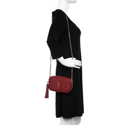 Saint Laurent Grain De Poudre Matelasse Monogram Mini Lou Camera Bag Opyum Red 2 of 10