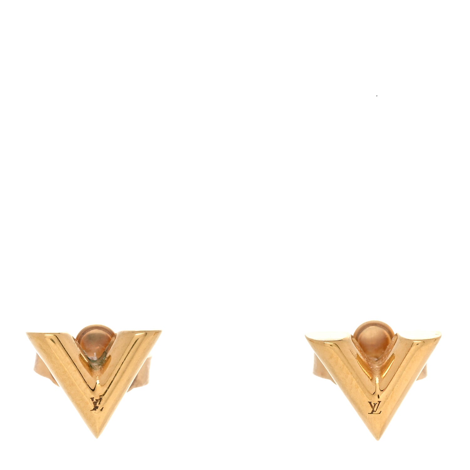 Louis Vuitton Brass Essential V Stud Earrings Gold 1 of 6