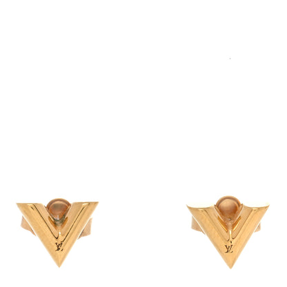 Louis Vuitton Brass Essential V Stud Earrings Gold 1 of 6