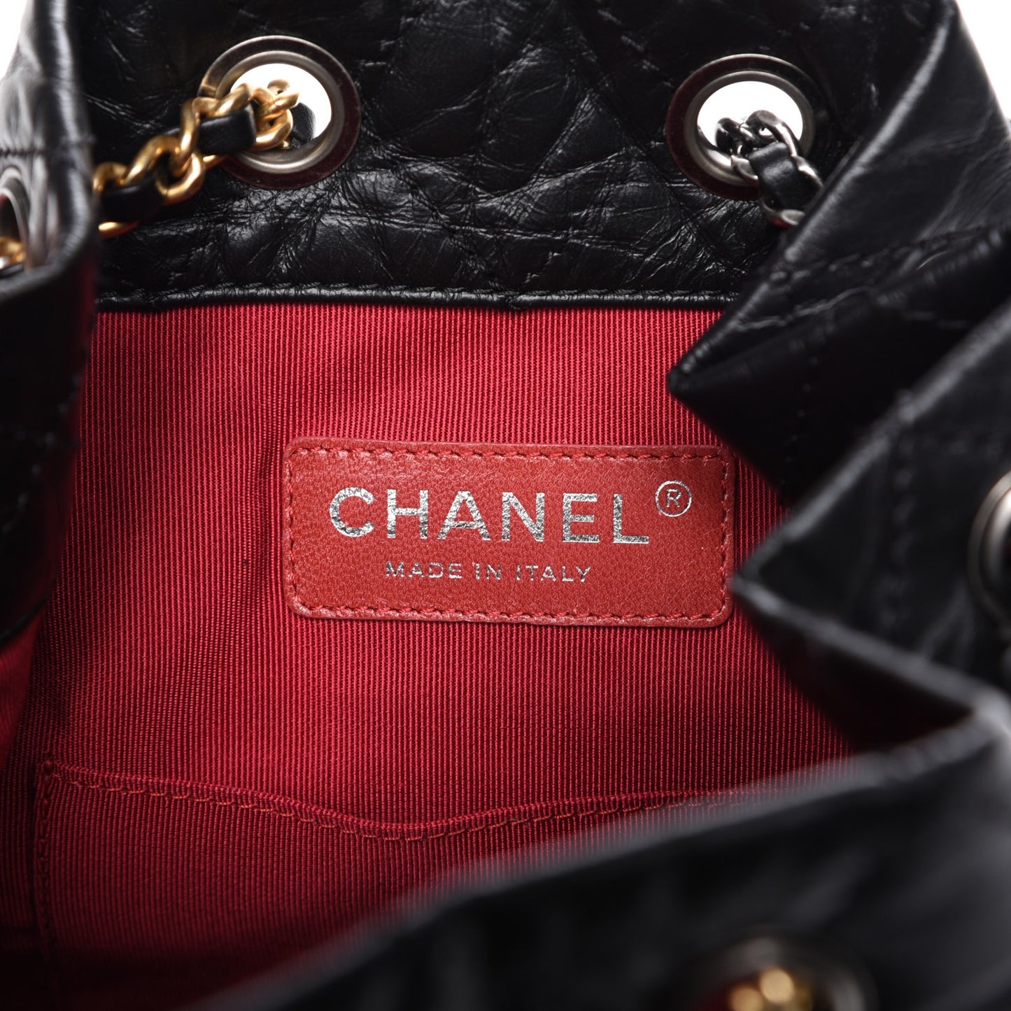 Aged Calfskin Quilted Gabrielle Backpack Black