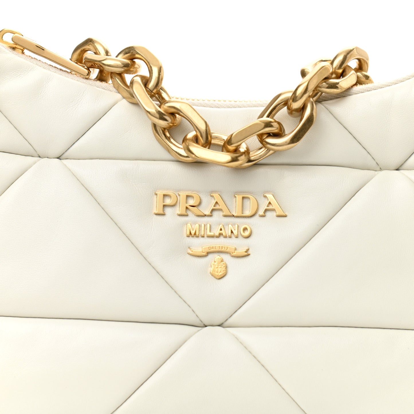 Nappa Triangle Quilted Patchwork System Bag White