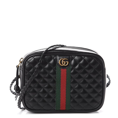 Gucci Calfskin Trapuntata Web Mini GG Shoulder Bag Black 1 of 7