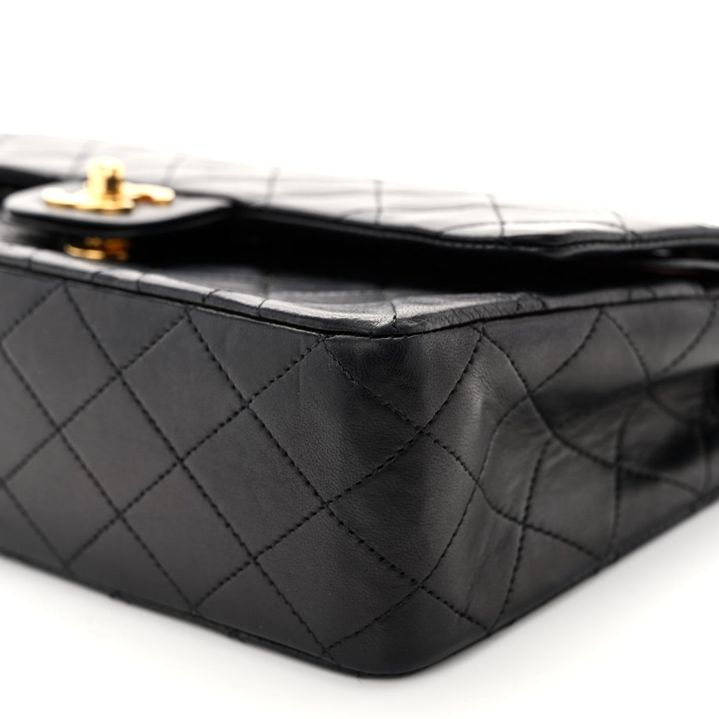 Lambskin Quilted Medium Double Flap Black