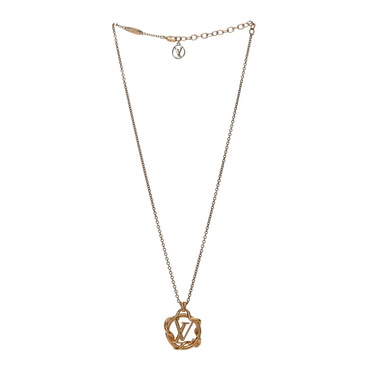 Metal LV Garden Louis Pendant Necklace Gold