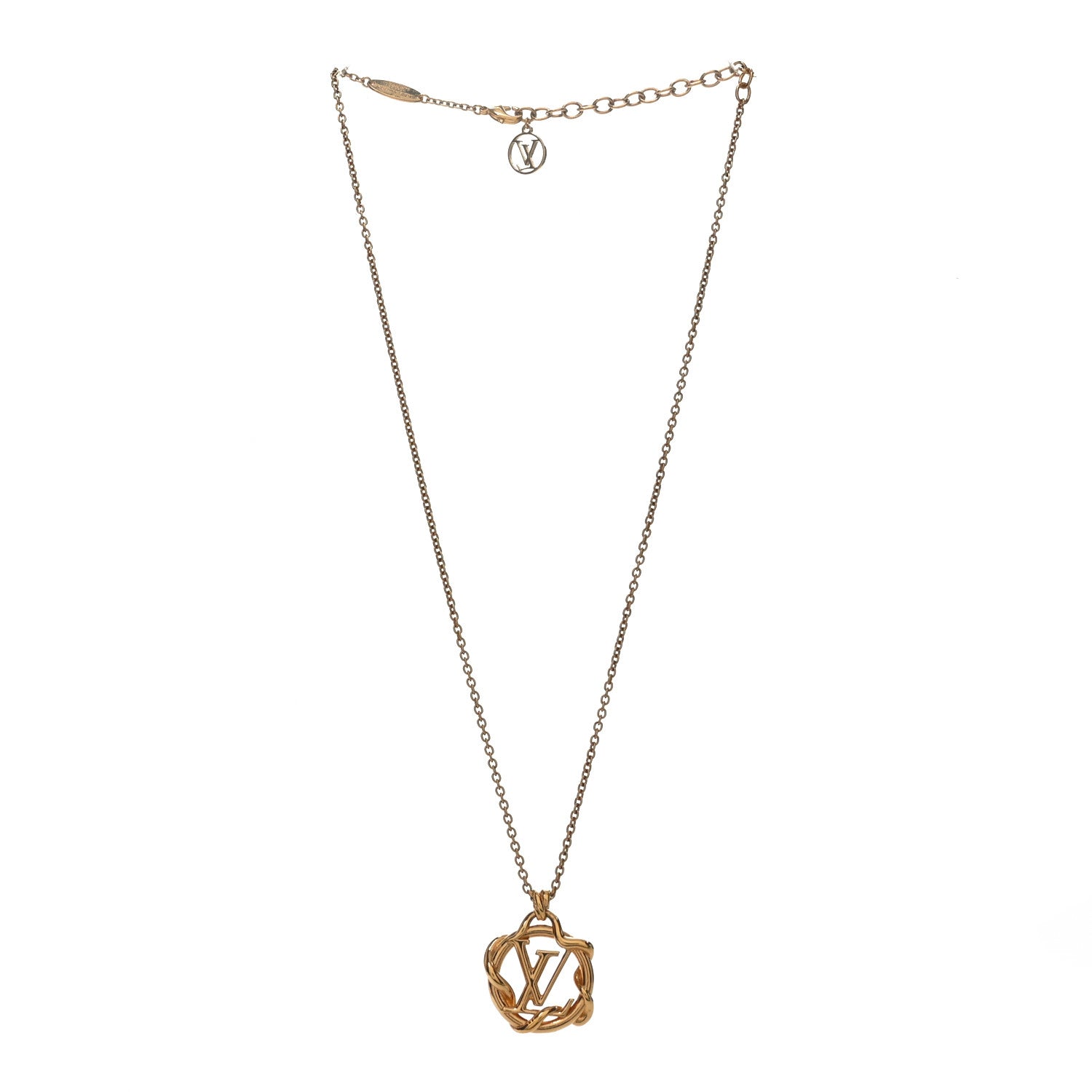 Louis Vuitton Metal LV Garden Louis Pendant Necklace Gold 3 of 6