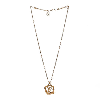 Louis Vuitton Metal LV Garden Louis Pendant Necklace Gold 3 of 6