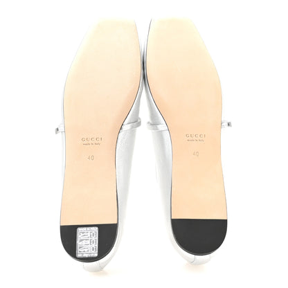 Gucci Nappa Lame Horsebit Ballet Flats 40 Argento 6 of 9