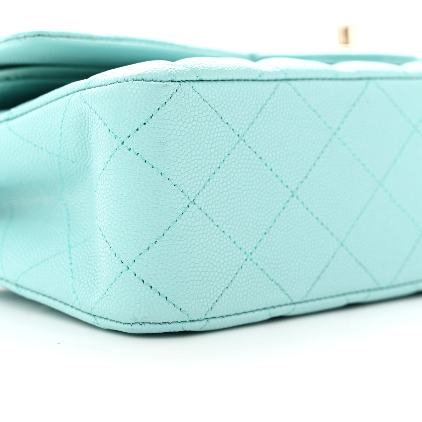 Caviar Quilted Medium Double Flap Light Blue