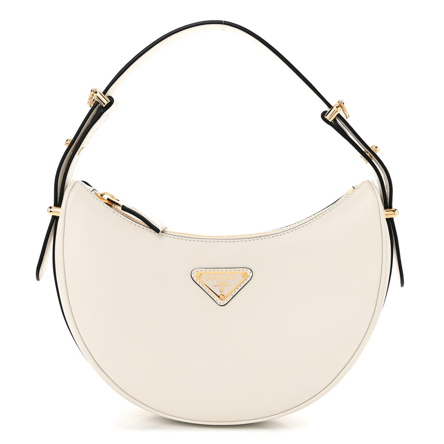 Soft Calfskin Arque Shoulder Bag White