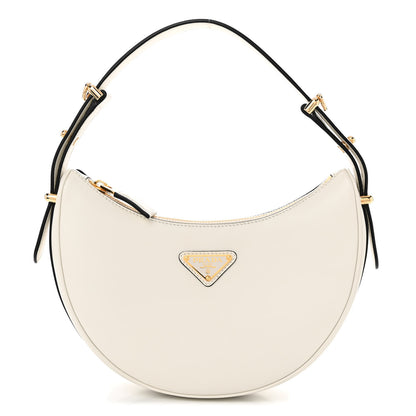 Prada Soft Calfskin Arque Shoulder Bag White 1 of 9