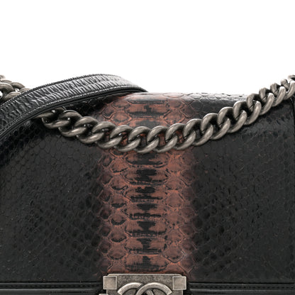 Chanel Patent Snakeskin Medium Boy Flap Black 8 of 12