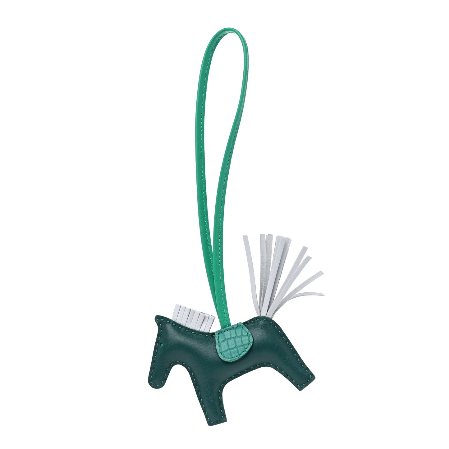 Milo Lambskin Matte Alligator Touch Grigri Rodeo Horse Bag Charm PM Malachite Menthe Bleu Brume Very Jade