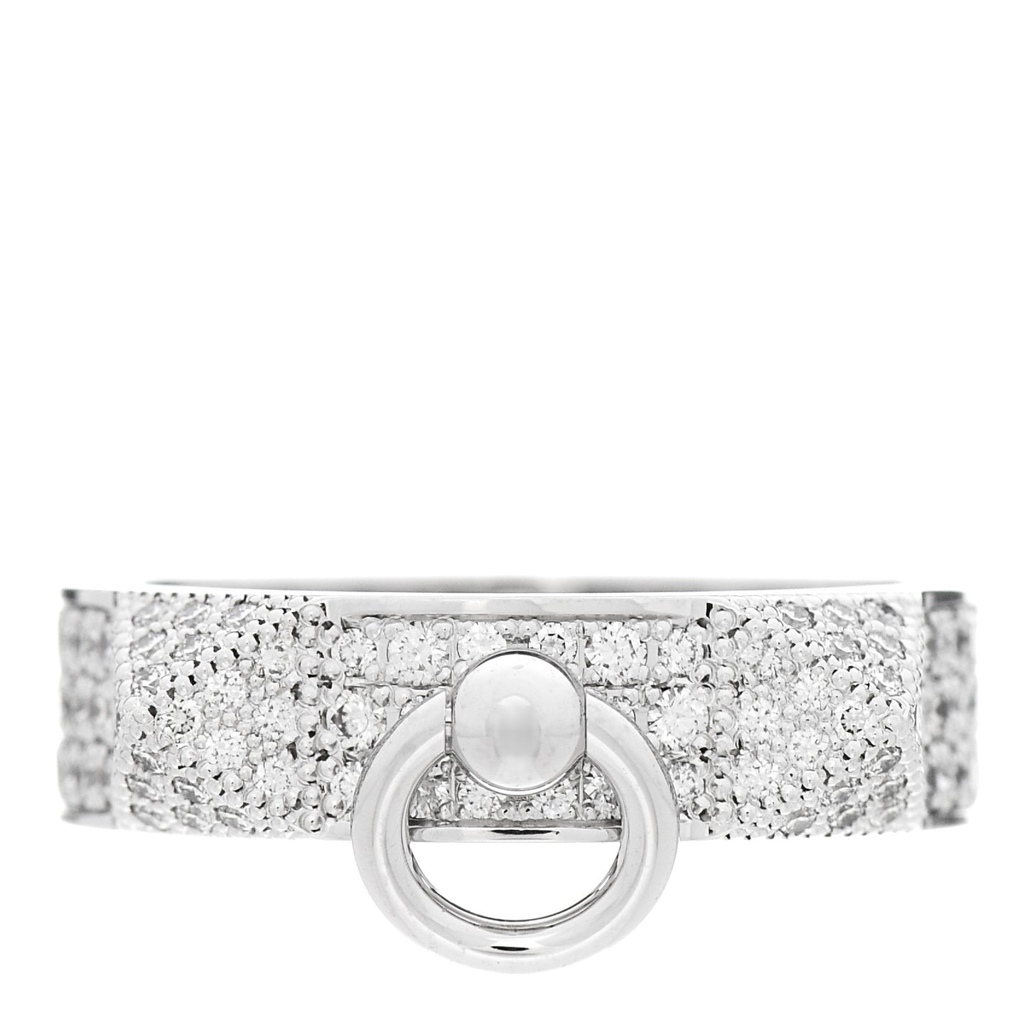 18K White Gold Diamond PM Collier De Chien Pave Ring 52 6