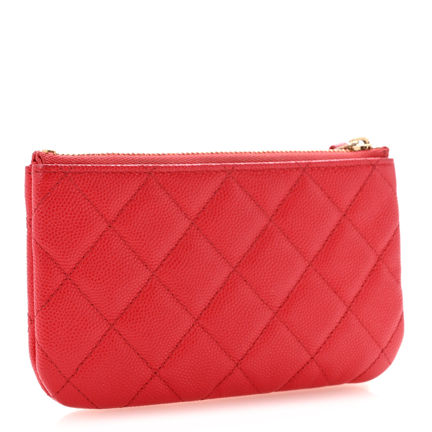 Caviar Quilted Small Cosmetic Case Red