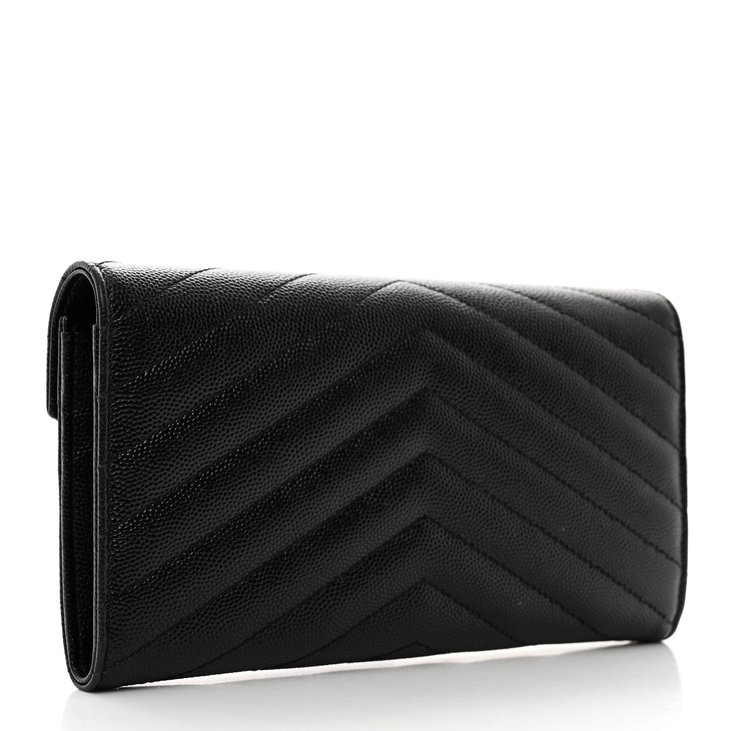 Grain De Poudre Matelasse Chevron Monogram Flap Wallet Black