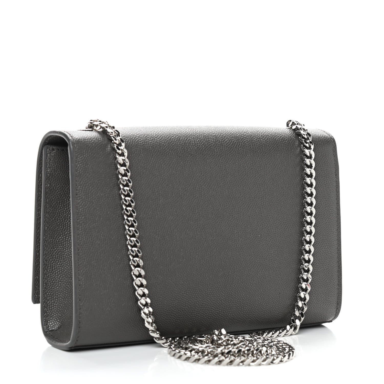 Saint Laurent Grain De Poudre Small Classic Monogram Kate Tassel Chain Wallet Gray 3 of 8