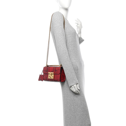 Gucci Snakeskin Small Padlock Shoulder Bag Red 2 of 7