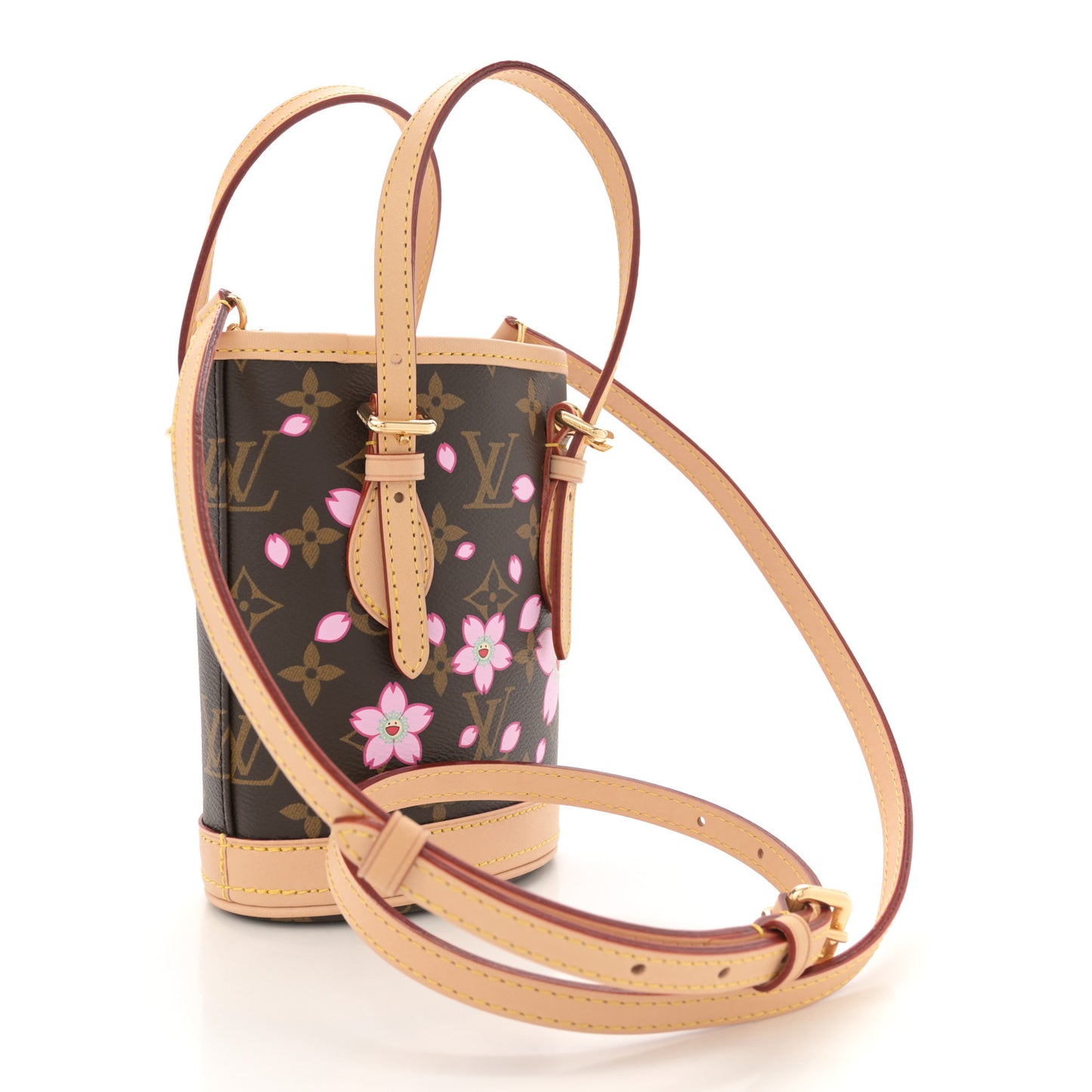 LV X TM Monogram Cherry Blossom Nano Bucket Sakura Brown