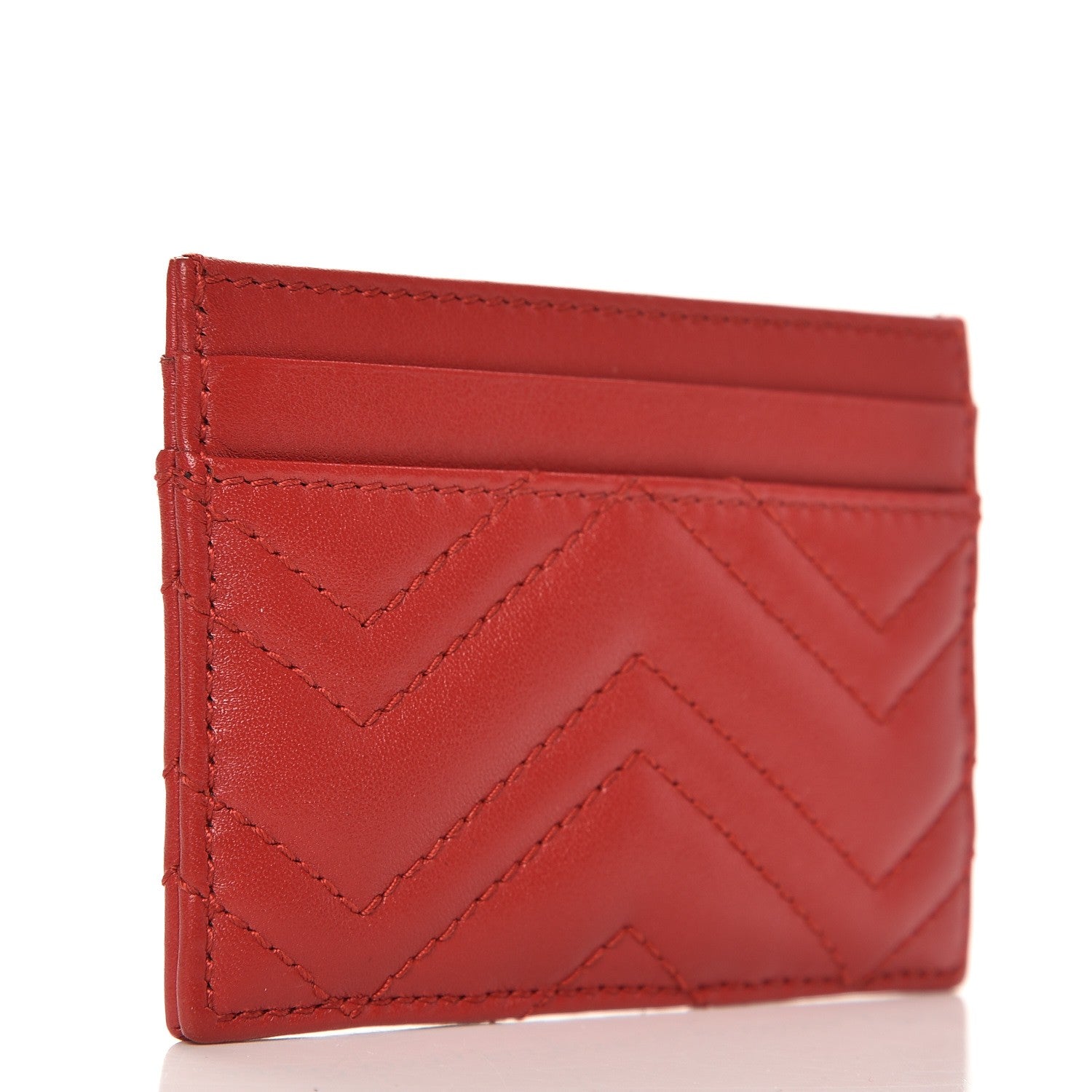 Gucci Calfskin Matelasse GG Marmont Card Holder Hibiscus Red 3 of 8
