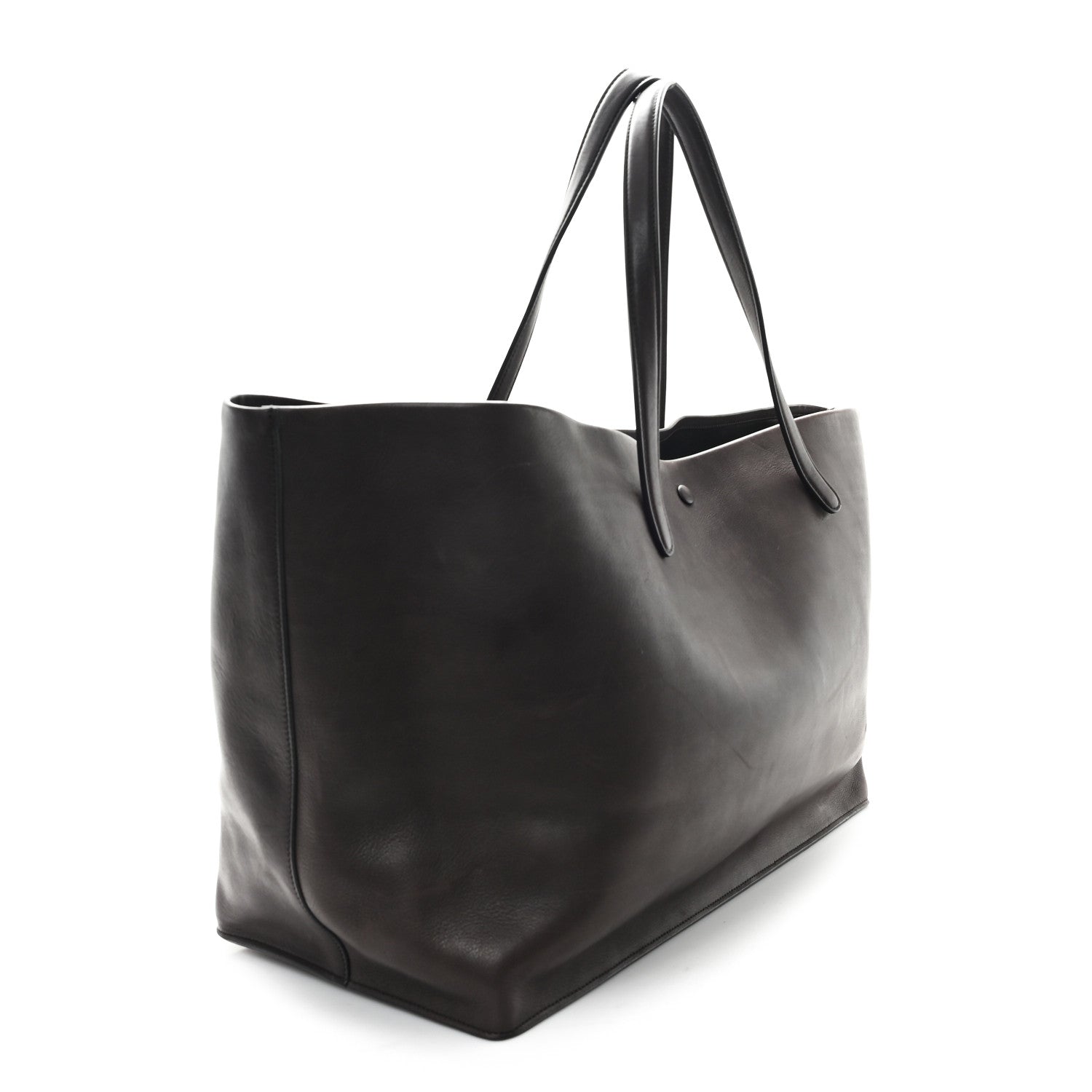 The Row Polished Saddle Calfskin Idaho XL Dark Brown 3 of 10