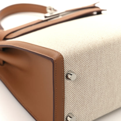Hermes Toile H Swift Kelly Sellier 25 Ecru Gold 9 of 13