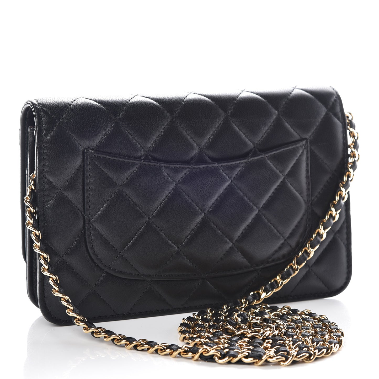 Lambskin Quilted Wallet On Chain WOC Black
