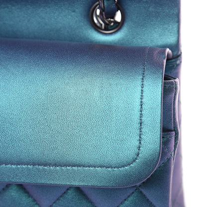 Chanel Metallic Lambskin Quilted Medium Double Flap Turquoise 12 of 14
